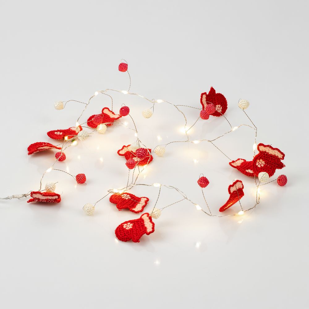 Гирлянда Merry Mittens, красная с логотипом