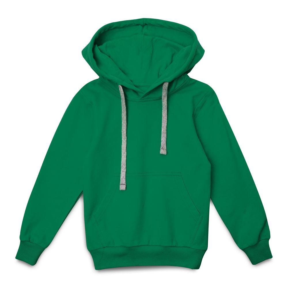 Толстовка с капюшоном детская Kirenga Kids, зеленая с логотипом