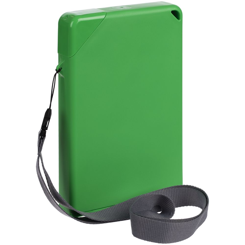 Плоская бутылка для воды Flacon, зеленая с логотипом