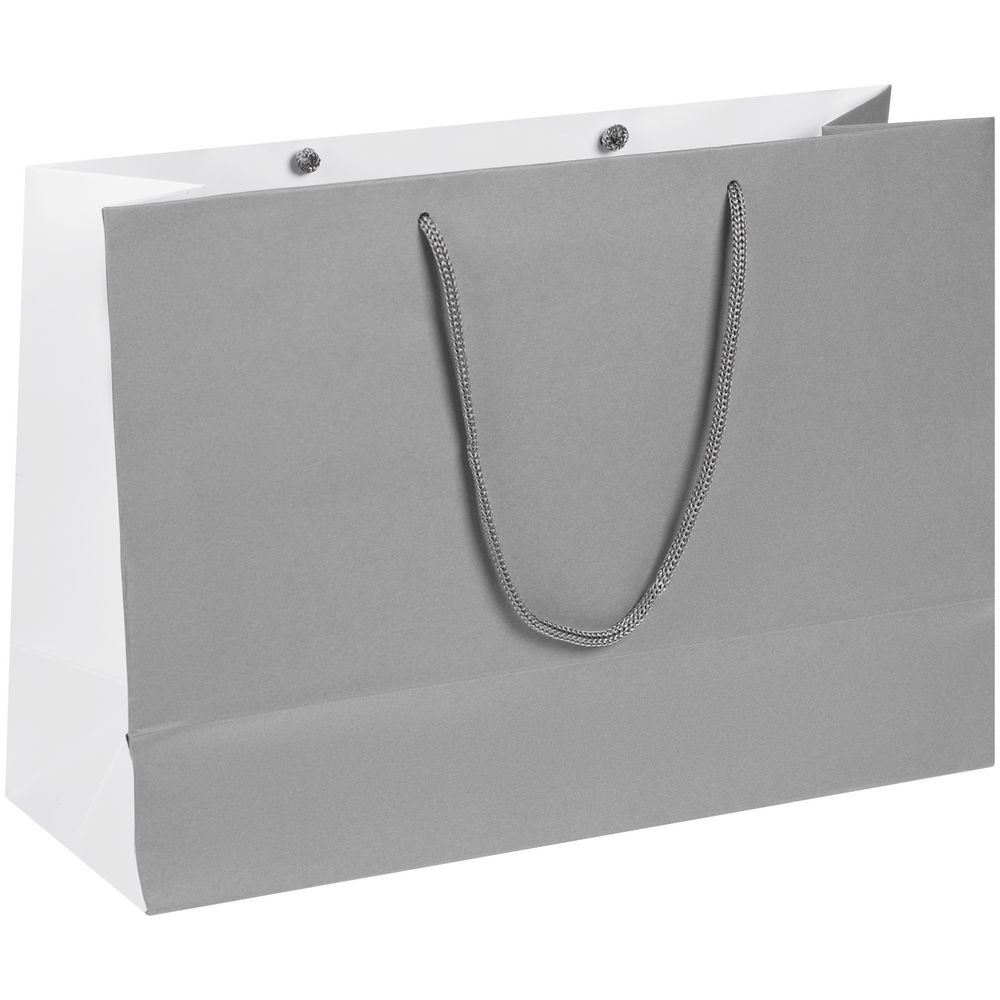 Пакет бумажный Bicolor, белый с серым с логотипом