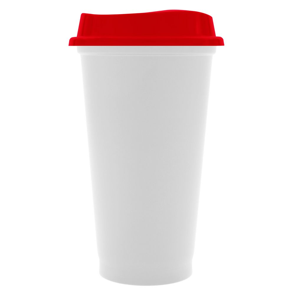 Стакан с крышкой Color Cap White, белый с красным с логотипом