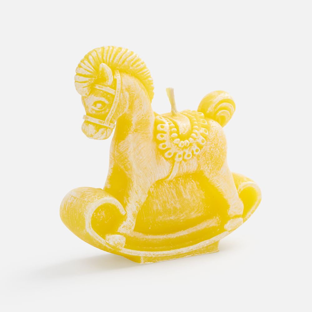 Свеча фигурная «Лошадка-качалка», желтая с логотипом