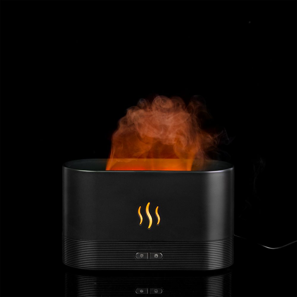 Увлажнитель-ароматизатор с имитацией пламени Fuego ver.2, черный с логотипом