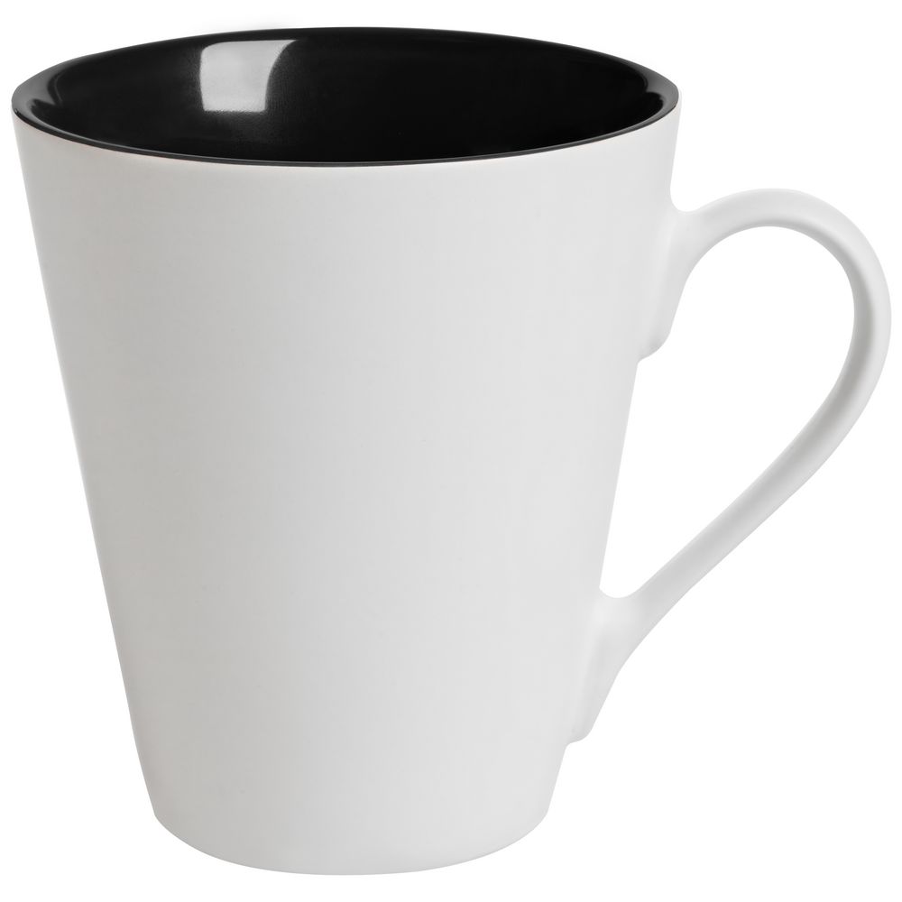 Кружка New Bell матовая, белая с черным с логотипом
