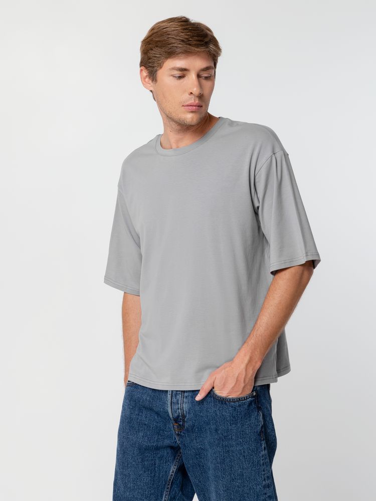 Футболка унисекс оверсайз Street Vibes, серая с логотипом