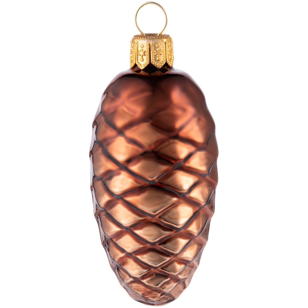 Елочная игрушка «Шишка», коричневая с логотипом