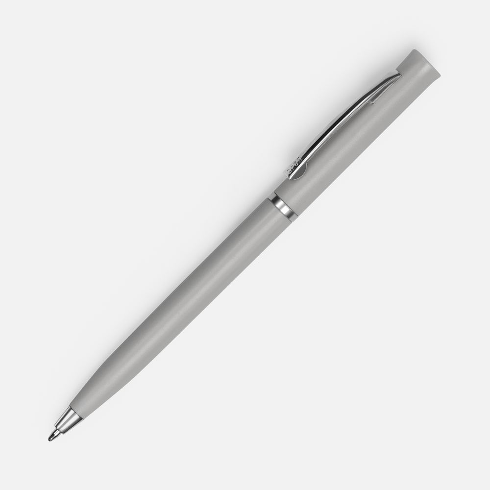 Ручка шариковая Euro Chrome, темно-серая с логотипом