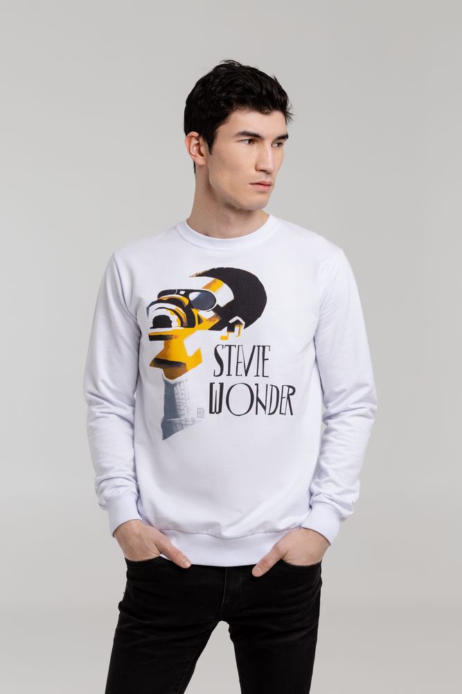 Толстовка «Меламед. Stevie Wonder», белая с логотипом