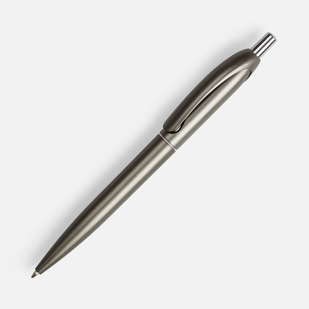 Ручка шариковая Bright Spark, серый металлик с логотипом