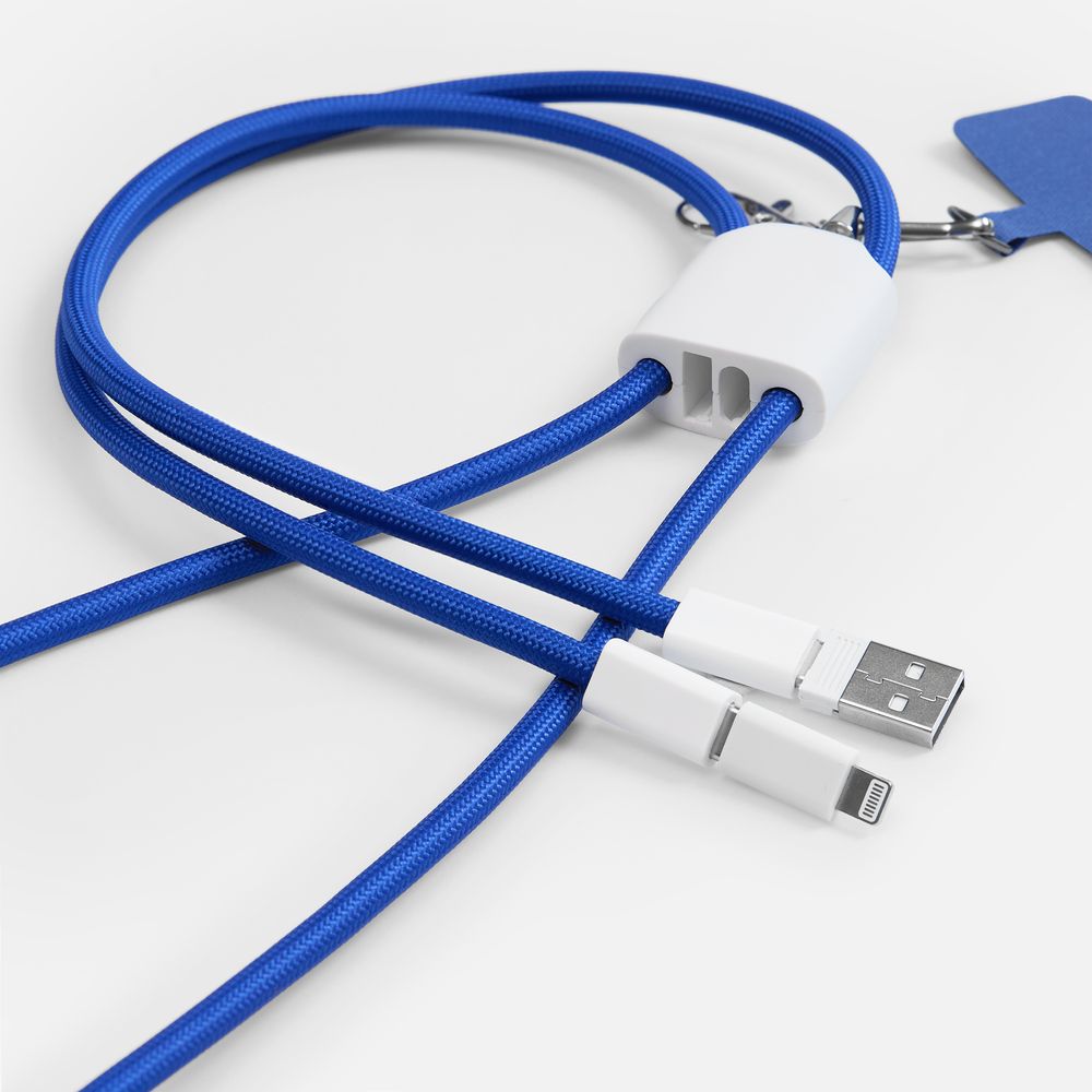 Кабель-ланьярд energyFlex Pro, синий с логотипом