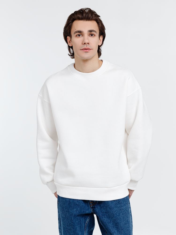 Свитшот оверсайз унисекс True Self, молочно-белый с логотипом