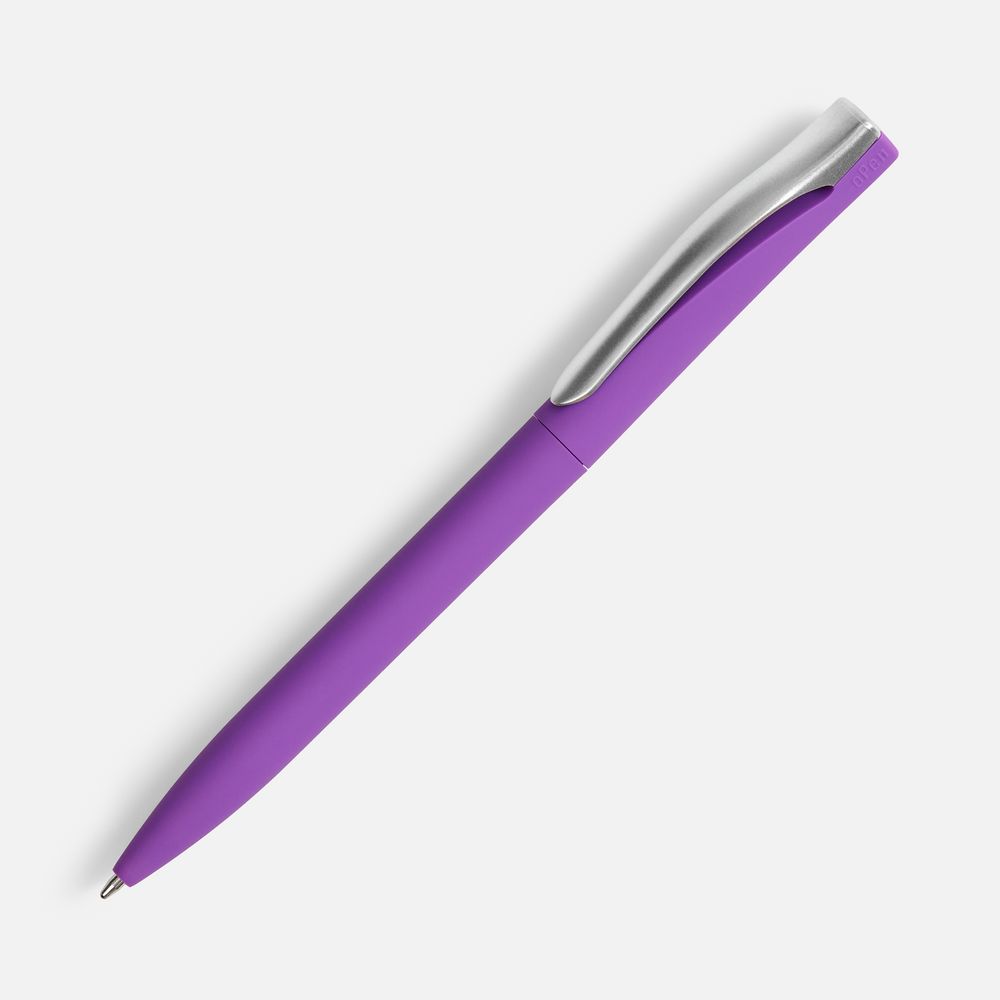 Ручка шариковая Pin Soft Touch, фиолетовая с логотипом