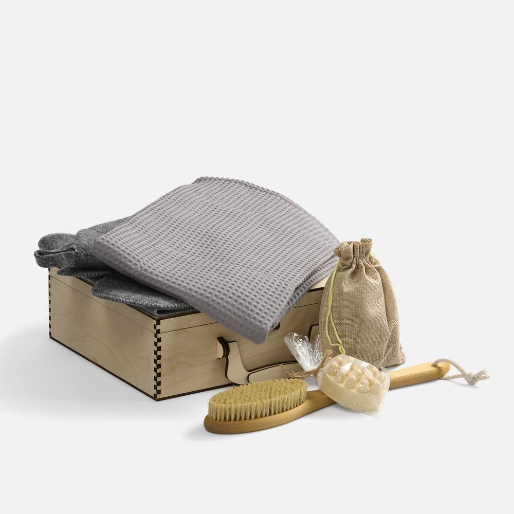 Банный набор Great Heat Therapy, женский, светло-серый с логотипом