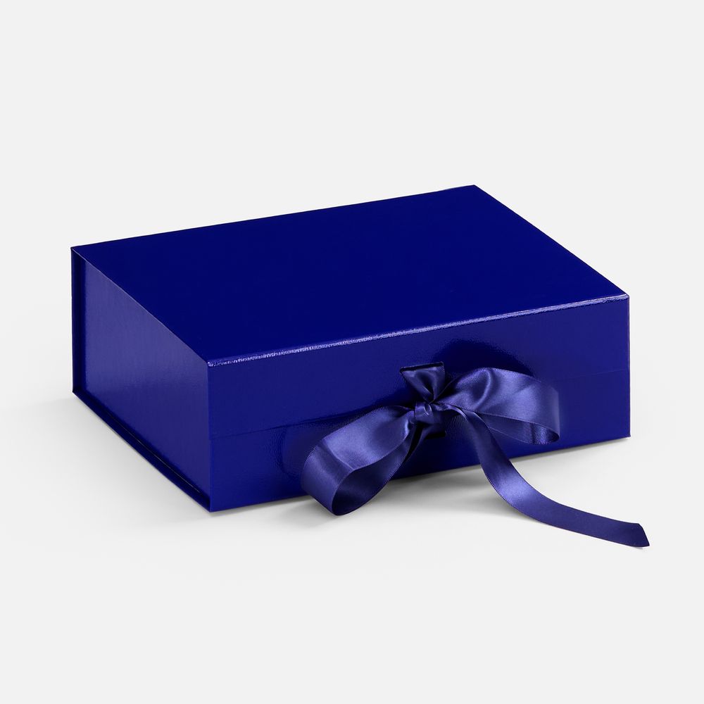 Коробка складная Rusetti, S, синяя с логотипом