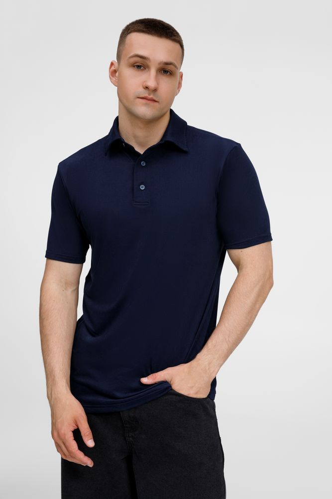 Рубашка поло унисекс Senti, темно-синяя с логотипом