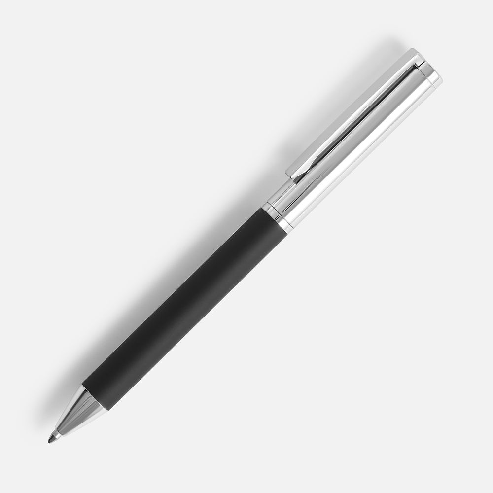 Ручка шариковая Eyeshot Soft Touch, черная с логотипом