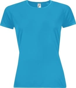 Футболка женская Sporty Women 140, бирюзовая с логотипом