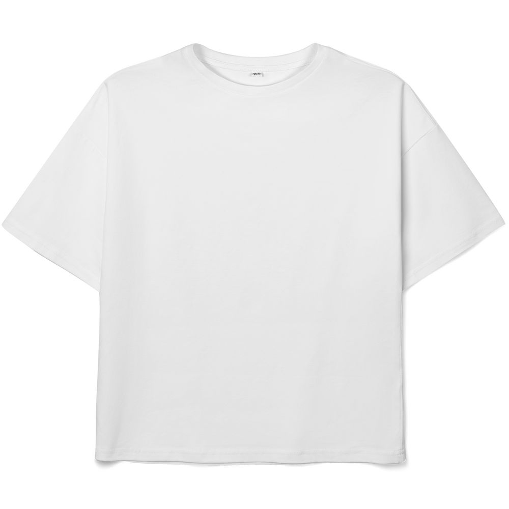 Футболка детская оверсайз Teezer, белая с логотипом