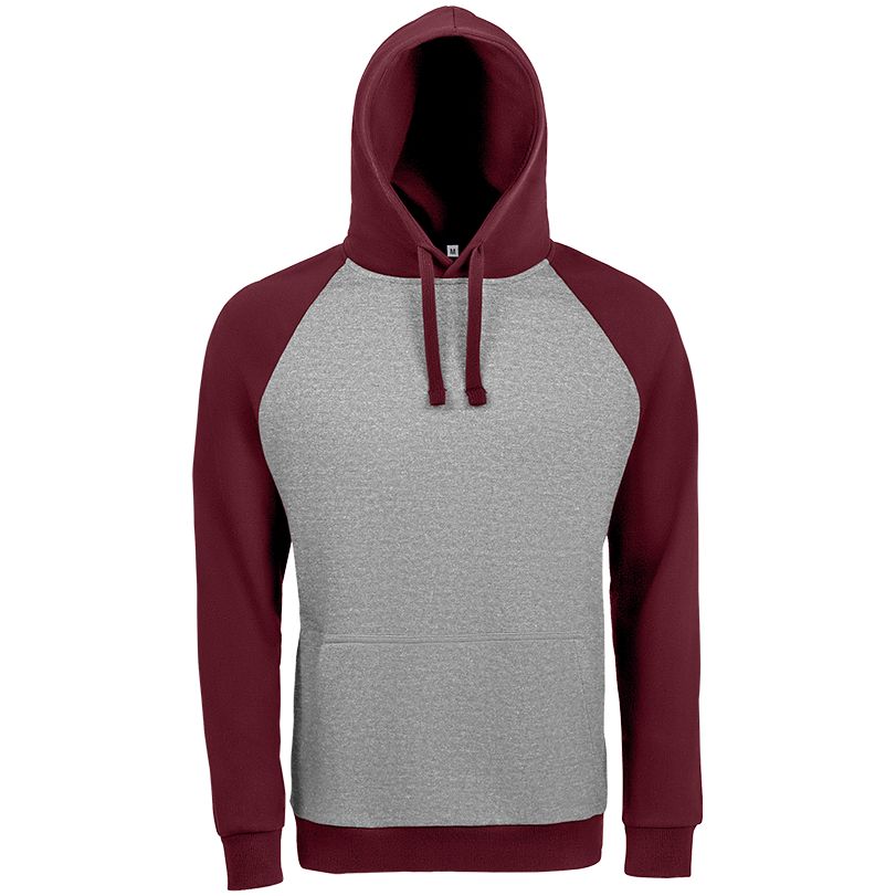 Толстовка унисекс Seattle, серый меланж с бордовым с логотипом