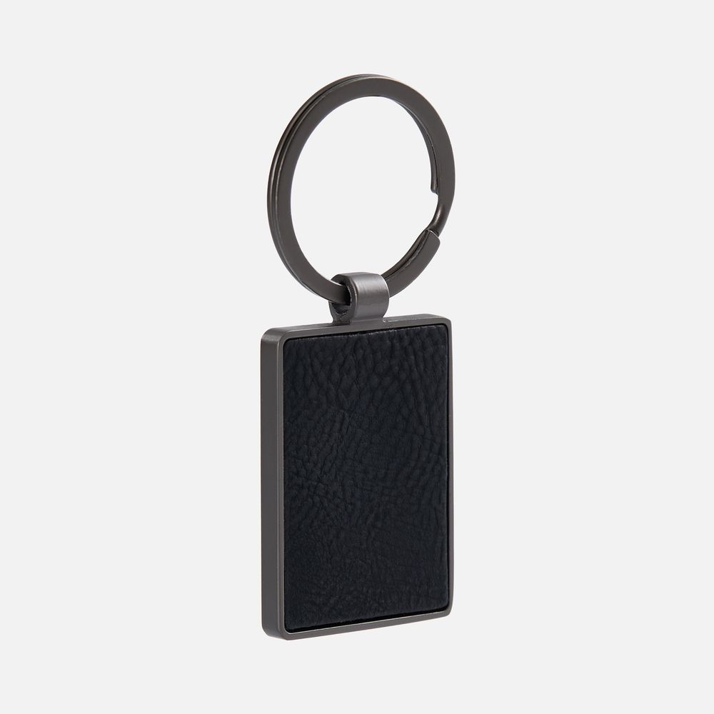 Брелок Gun Metal Leather Rectangle, графитовый с логотипом