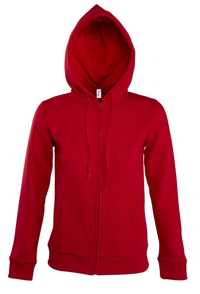 Толстовка женская на молнии с капюшоном Seven Women, красная с логотипом