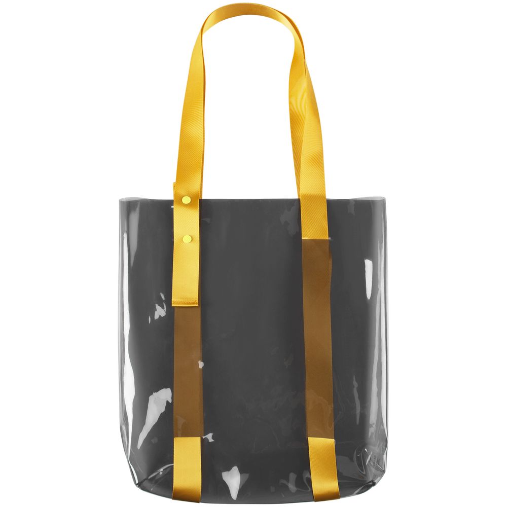 Шопер Clear Fest, прозрачный серый с желтыми ручками с логотипом