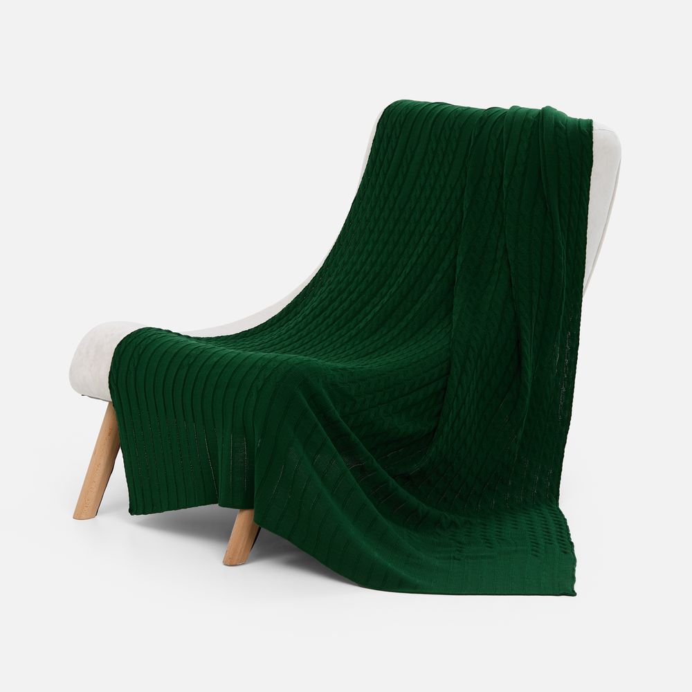 Плед Tressa, темно-зеленый с логотипом