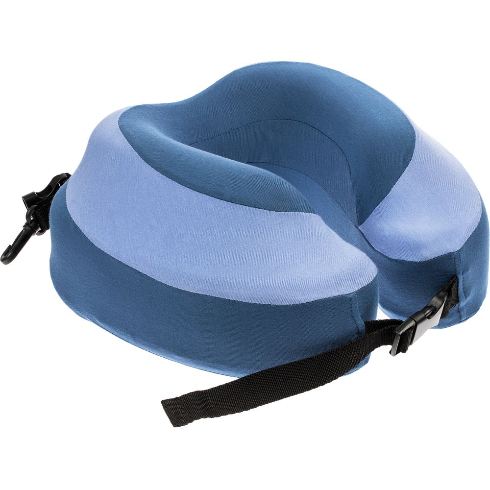 Дорожная подушка Piligrim, голубая с логотипом