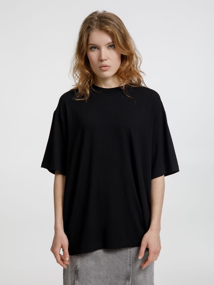 Футболка оверсайз унисекс Lavinia, черная с логотипом