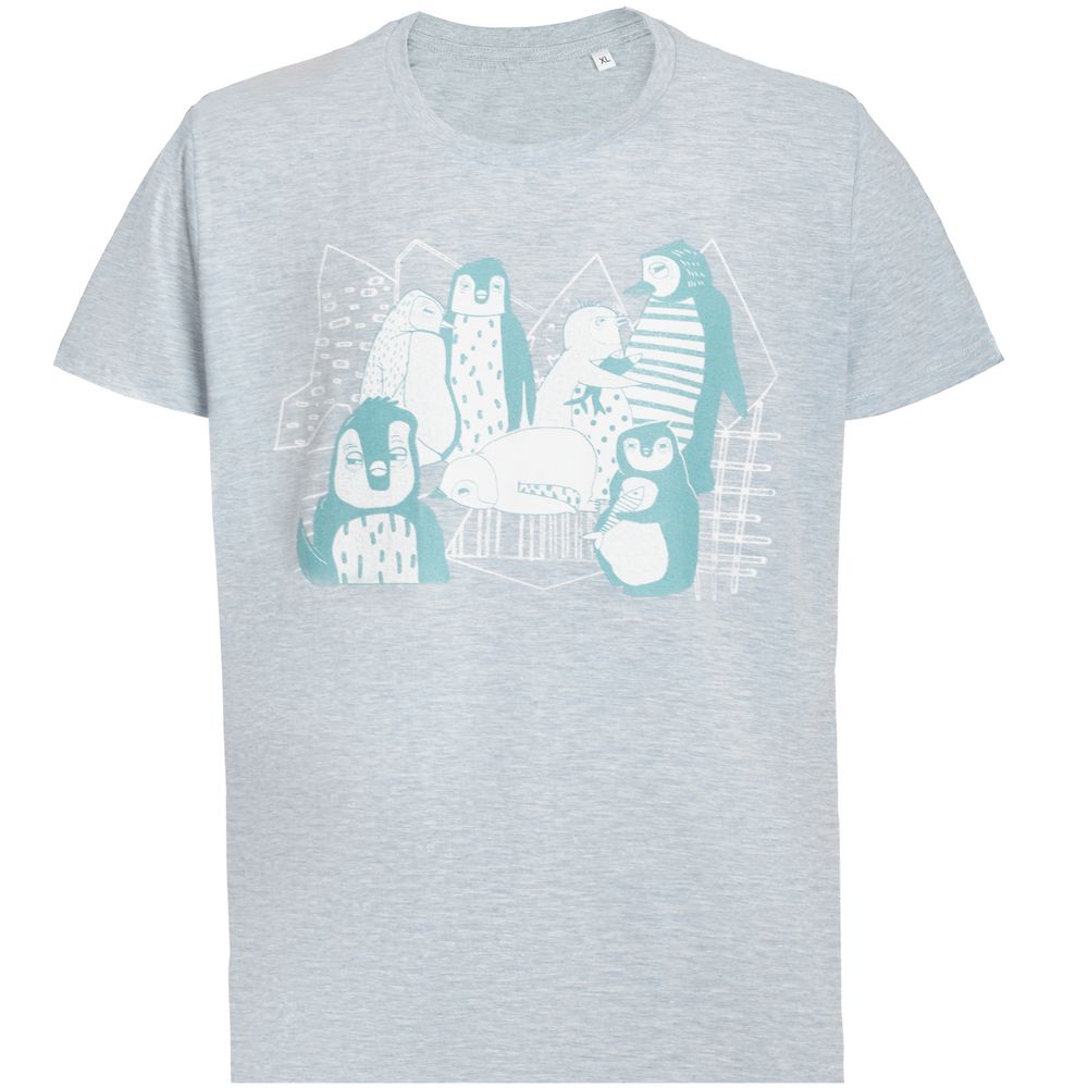 Футболка мужская приталенная Ping Win, голубой меланж с логотипом