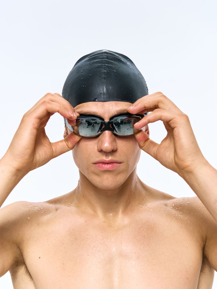 Очки для плавания зеркальные Underwater, черные с логотипом