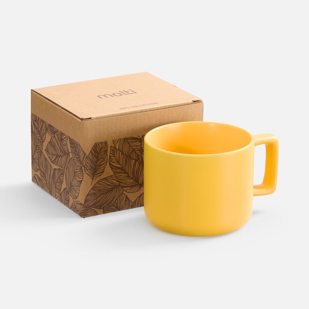 Чашка Jumbo в коробке матовая, желтая с логотипом