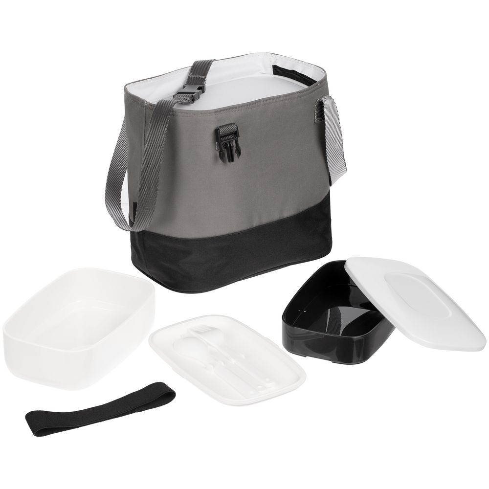 Набор ланчбоксов в термосумке Takk Mamma, серый с логотипом