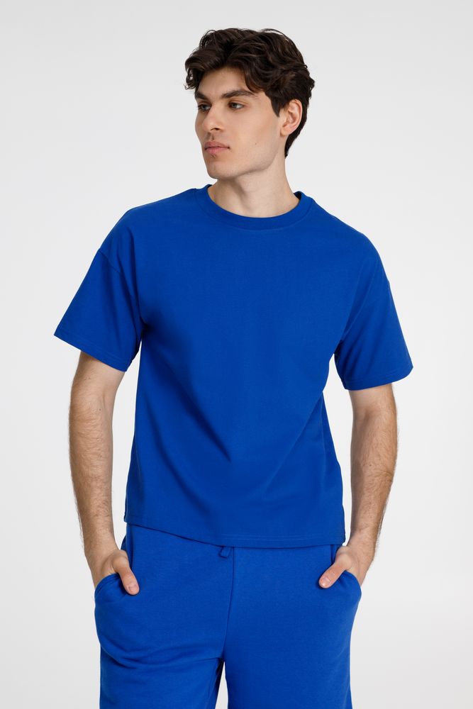 Футболка унисекс оверсайз T3, синяя с логотипом