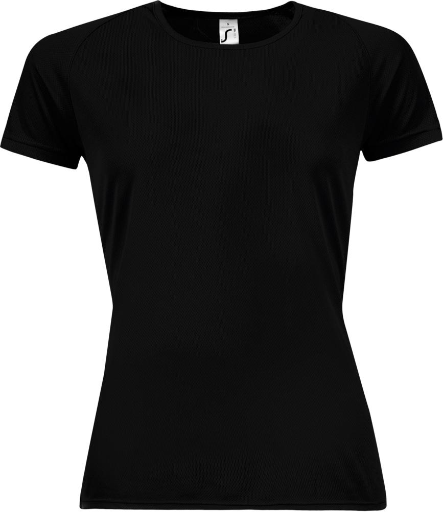Футболка женская Sporty Women 140, черная с логотипом