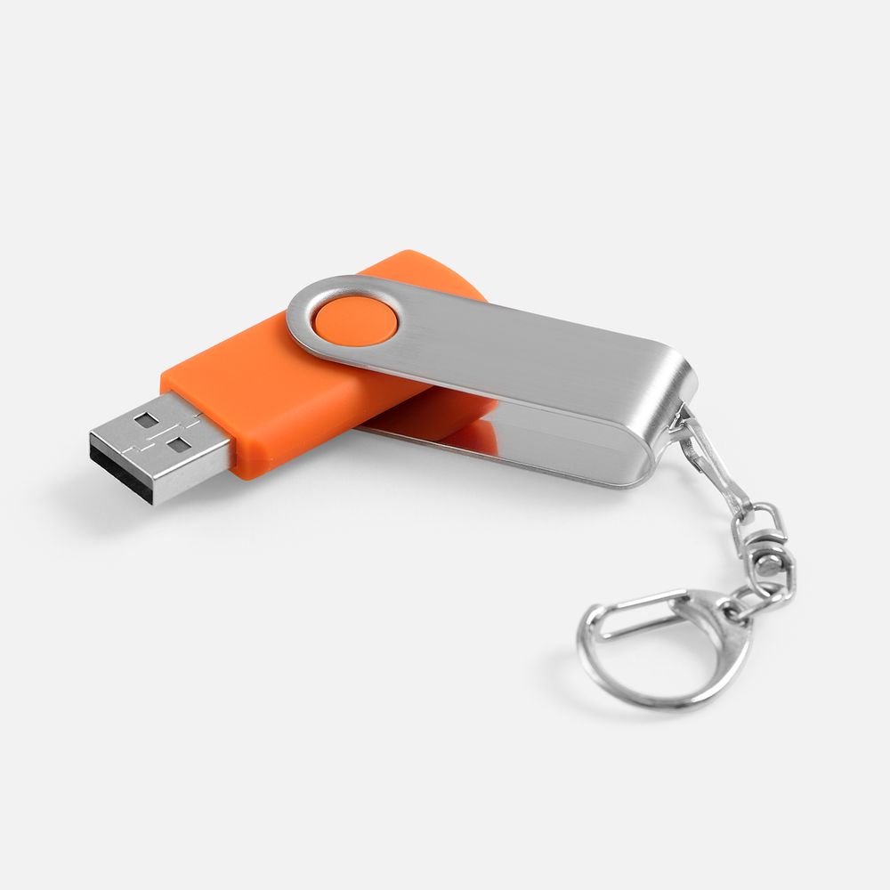 Флешка Twist, оранжевая, 16 Гб с логотипом