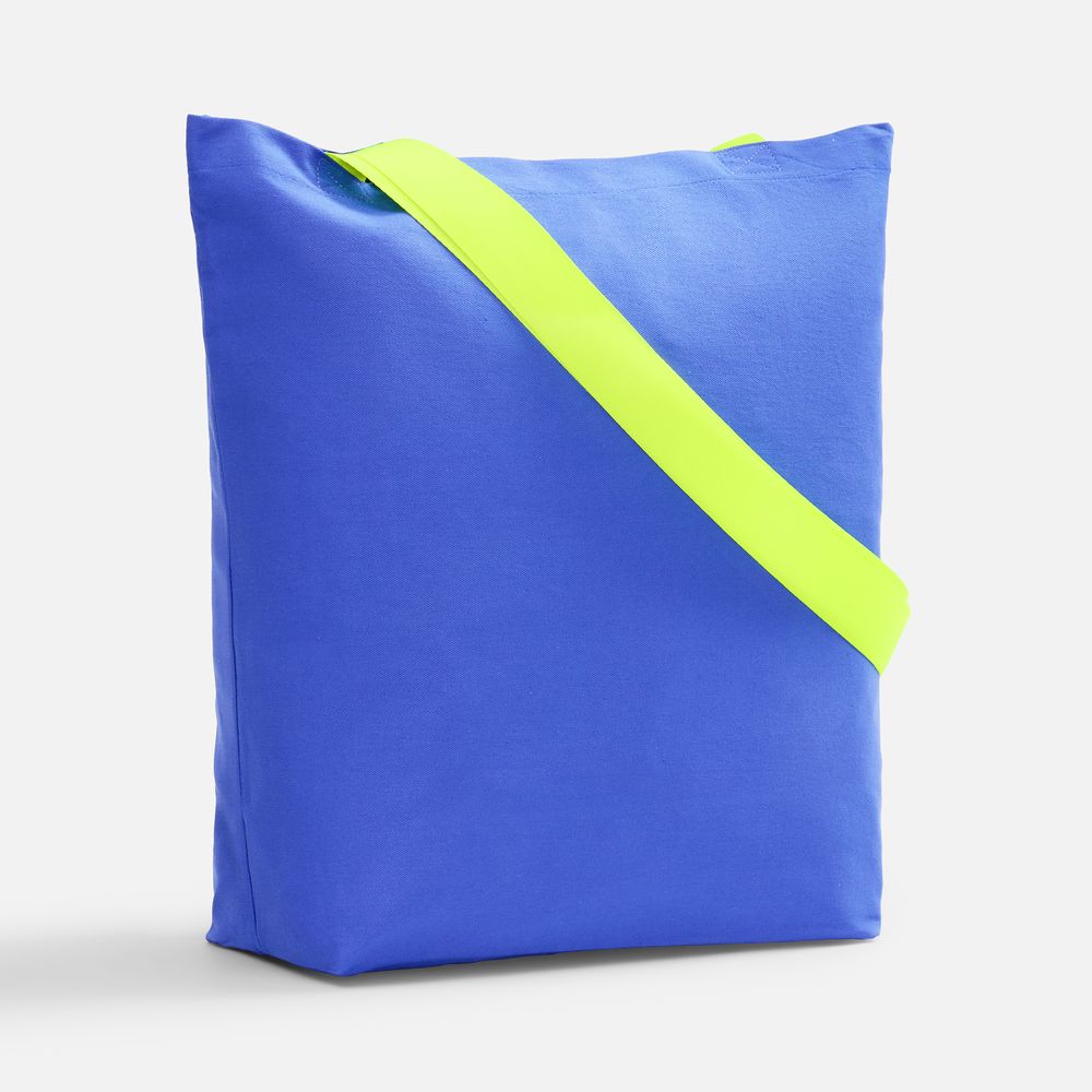 Шопер B5, синий с широкими желтыми ручками с логотипом