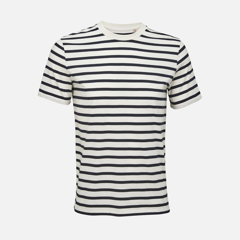 Футболка унисекс Legend, молочно-белая с темно-синим с логотипом