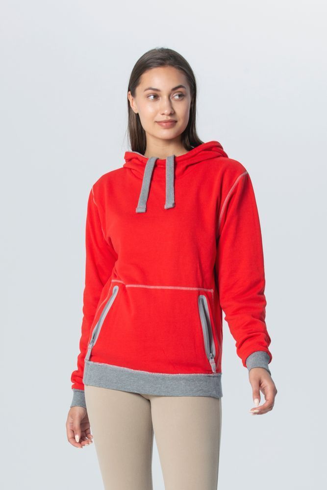 Двусторонняя толстовка Revers, серая с красным с логотипом