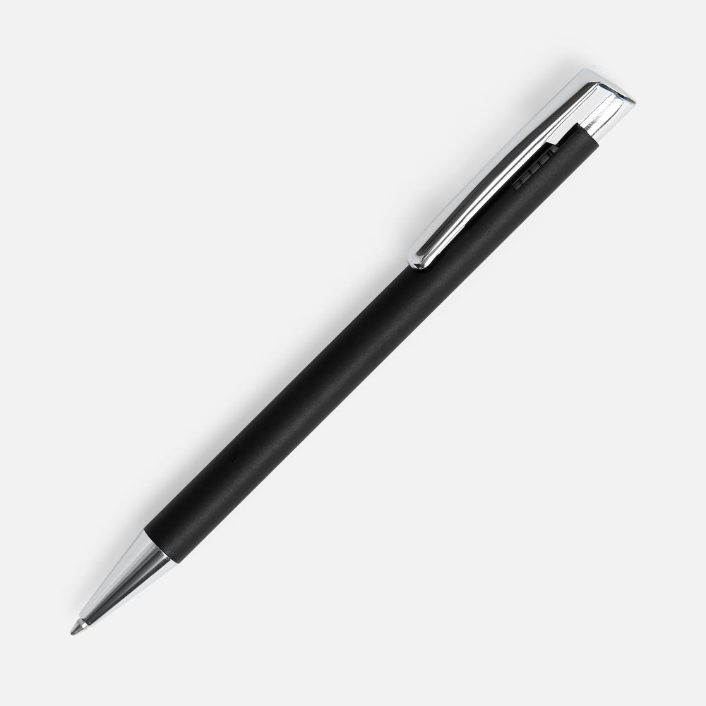 Ручка шариковая Stork, черная с логотипом