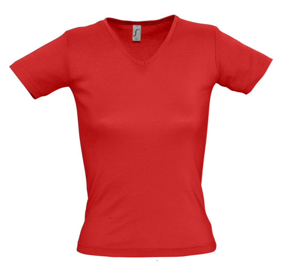 Футболка женская Lady 220 с V-образным вырезом, красная с логотипом