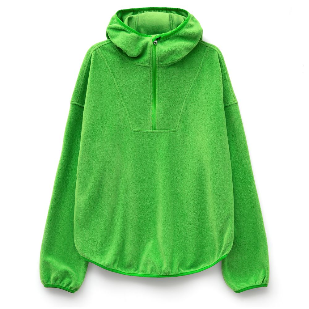 Анорак флисовый унисекс Fliska, зеленое яблоко с логотипом