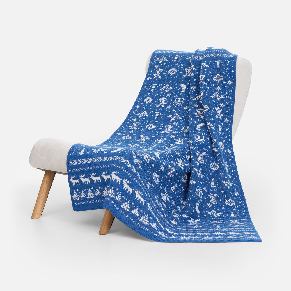 Плед Holidale, синий с молочным с логотипом