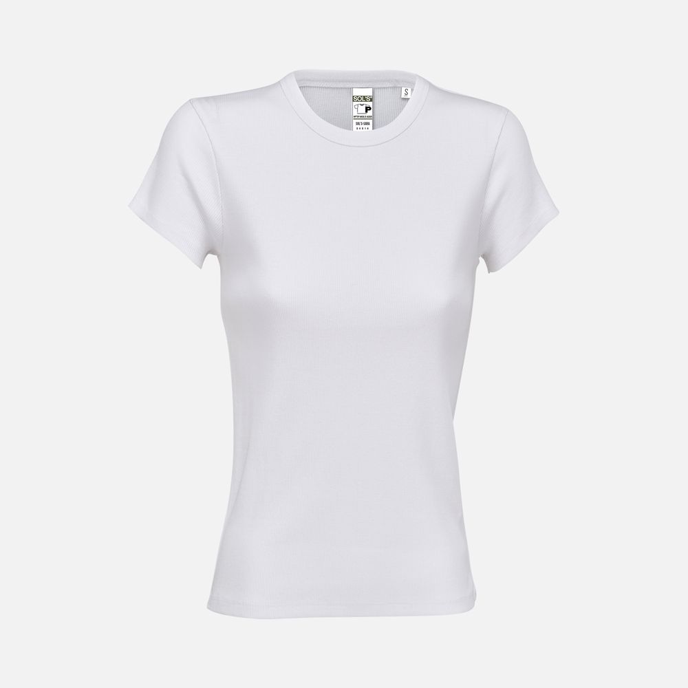 Футболка женская Sara, белая с логотипом