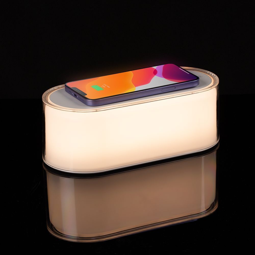 Станция беспроводной зарядки с подсветкой Laconic, белая с логотипом