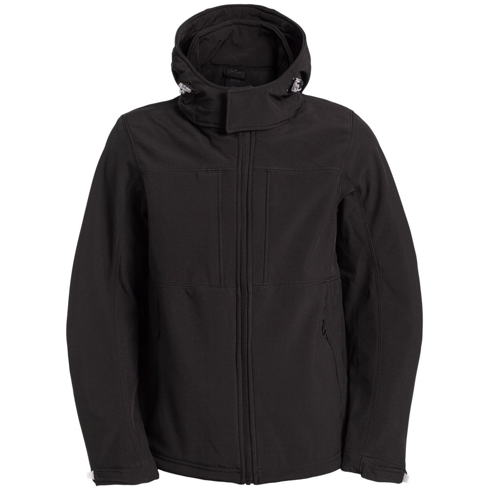 Куртка мужская Hooded Softshell черная с логотипом