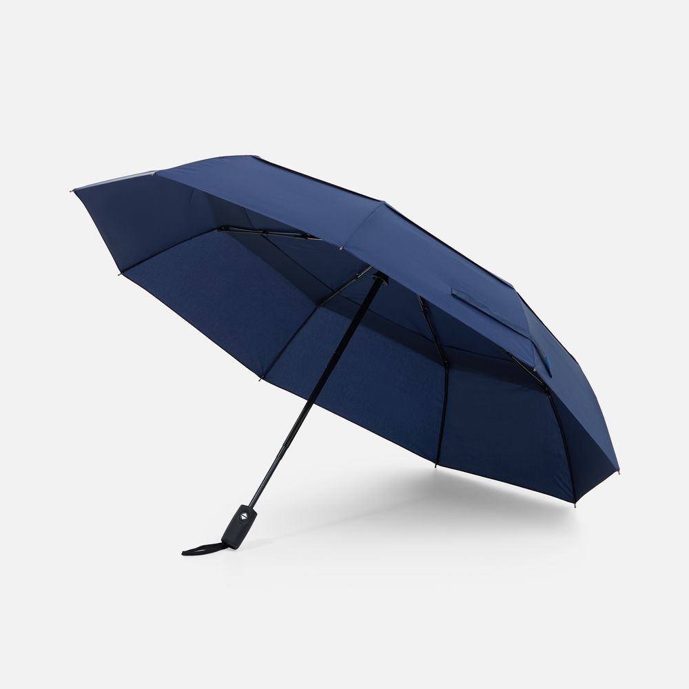 Складной зонт Dome Double с двойным куполом, темно-синий с логотипом