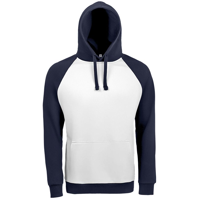 Толстовка унисекс Seattle, белая с темно-синим с логотипом