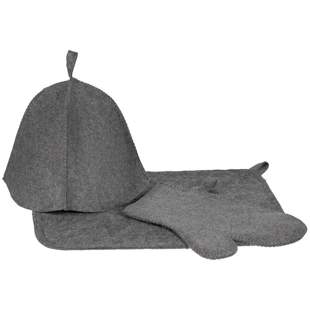 Набор для бани «Парилка», серый с логотипом