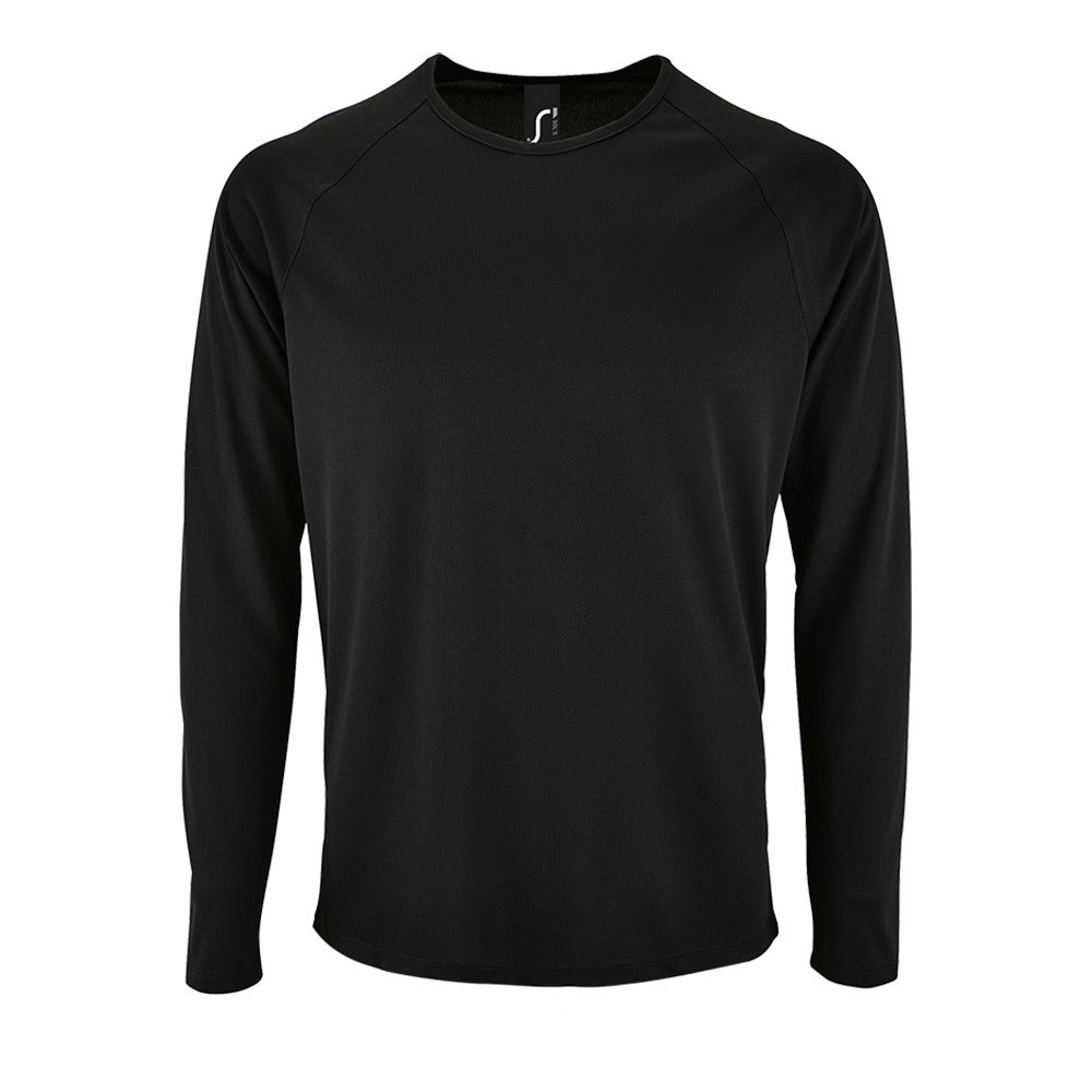 Футболка с длинным рукавом Sporty LSL Men, черная с логотипом